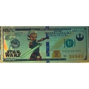 Young Ahsoka Tano Gold Clone Wars Star Wars Banknote Collectible Bill